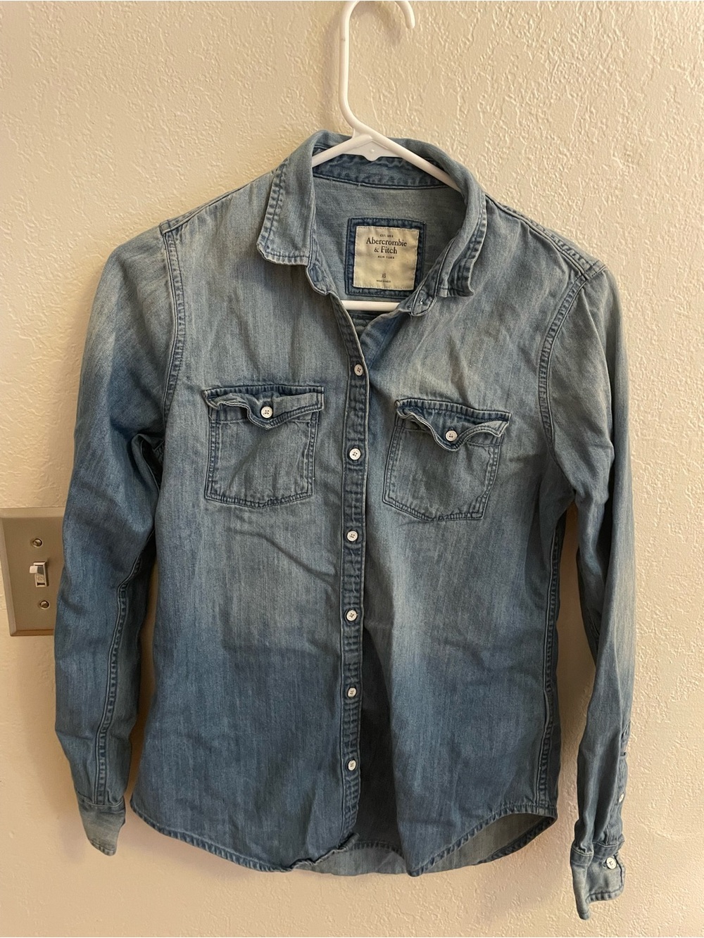 Abercrombie & Fitch Light Blue Denim Shirt Top